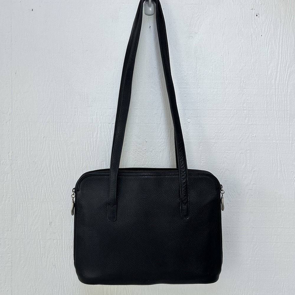 Cole Haan Vintage Hobo Handbag Shoulder Bag Black Pebbled Leather Structured
